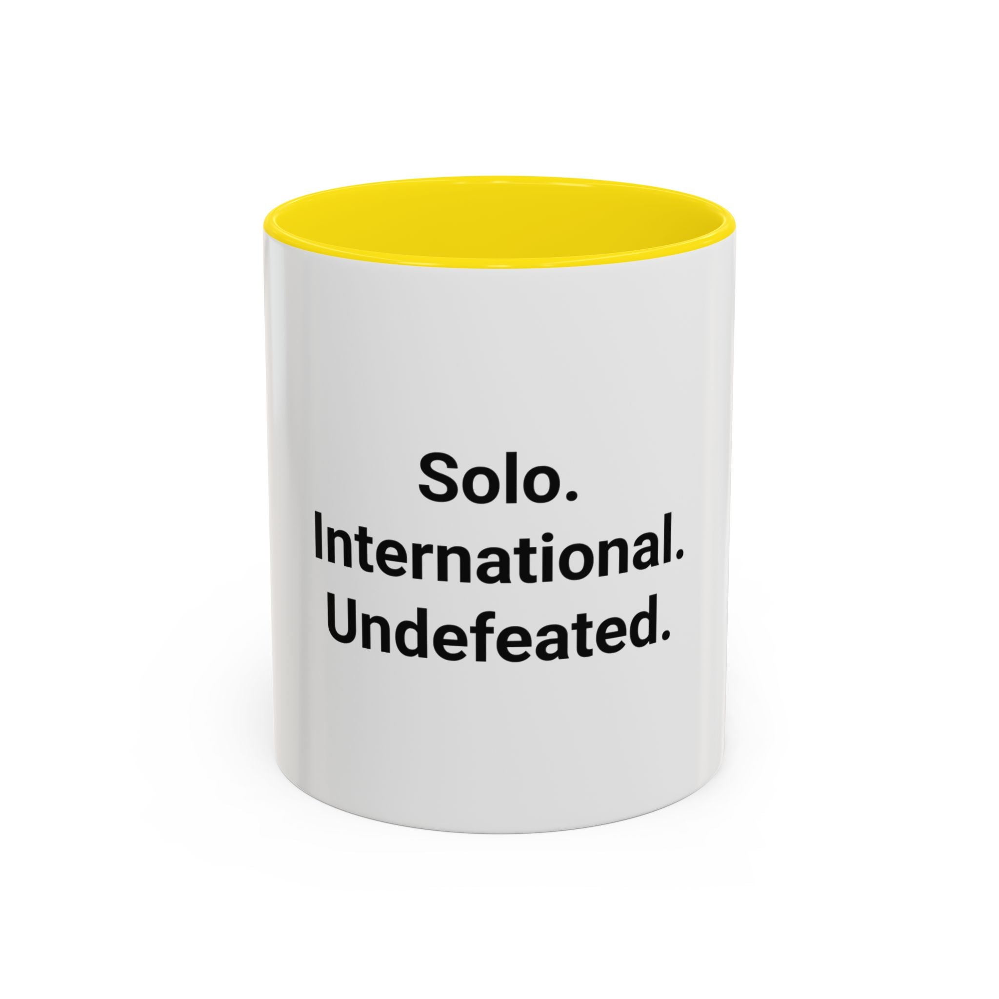 Solo. International. Undefeated. - Accent Mug for Solo Travelers