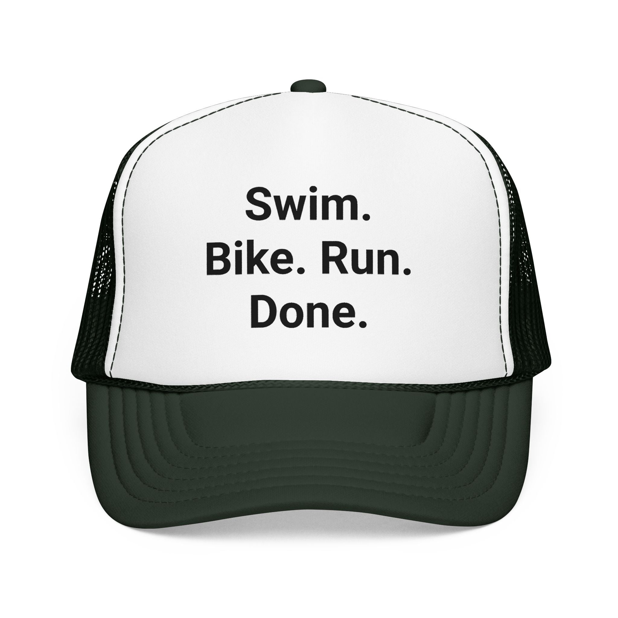 Swim. Bike. Run. Done. - Trucker Hat for First Triathlon
