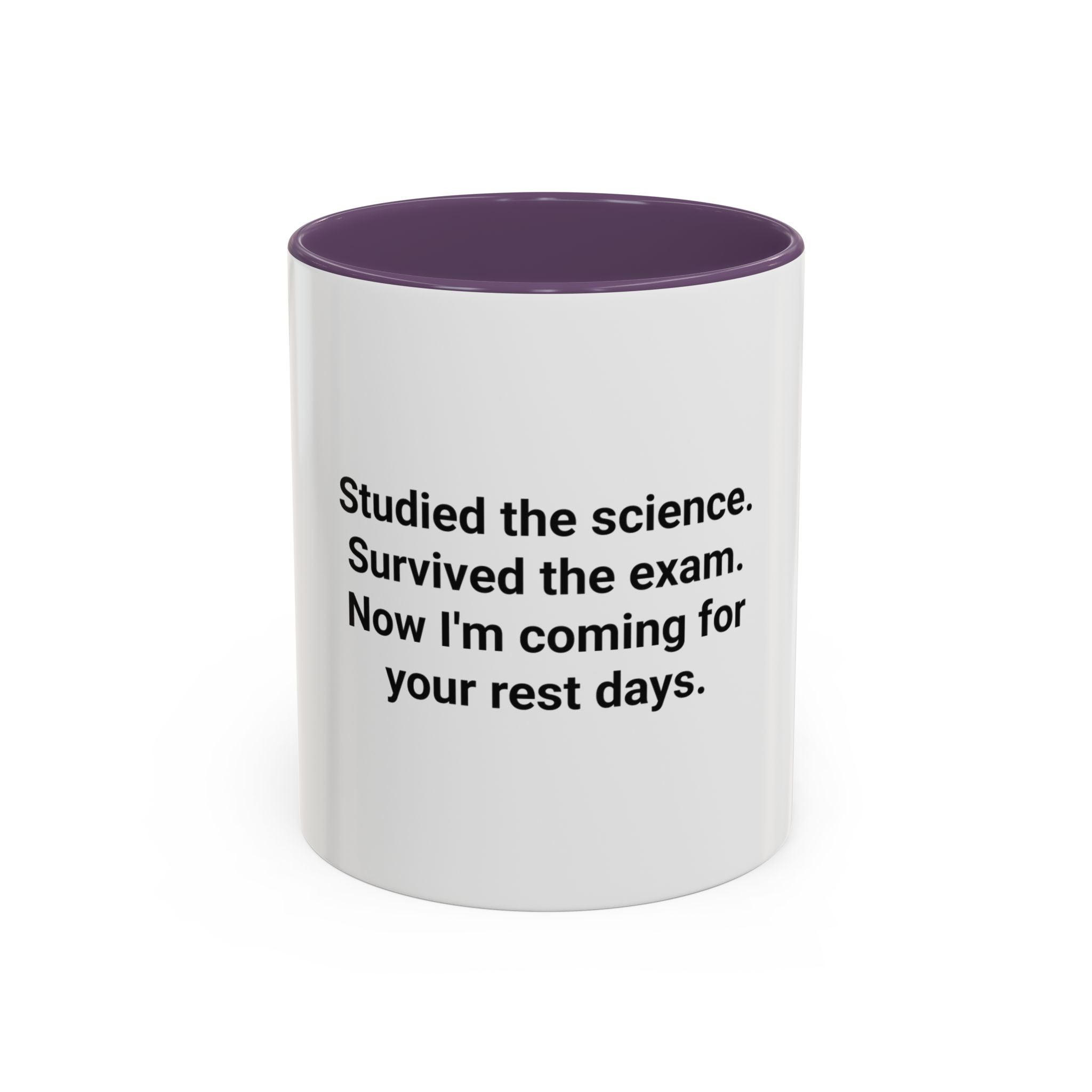 Studied the Science, Survived the Exam - Accent Mug for New Personal Trainers