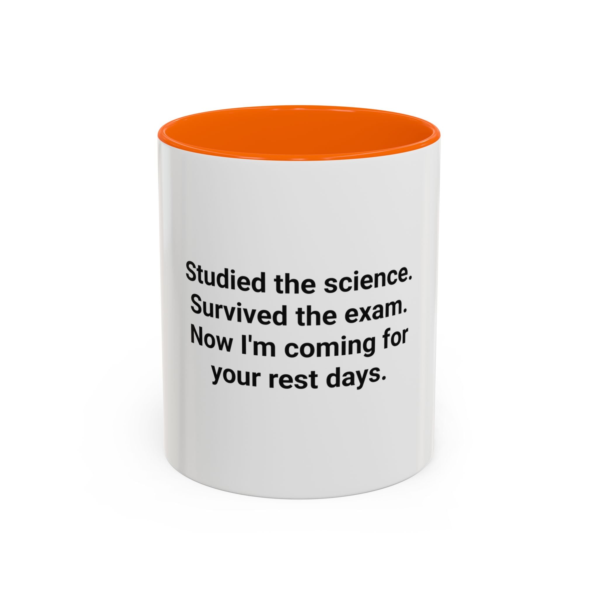 Studied the Science, Survived the Exam - Accent Mug for New Personal Trainers