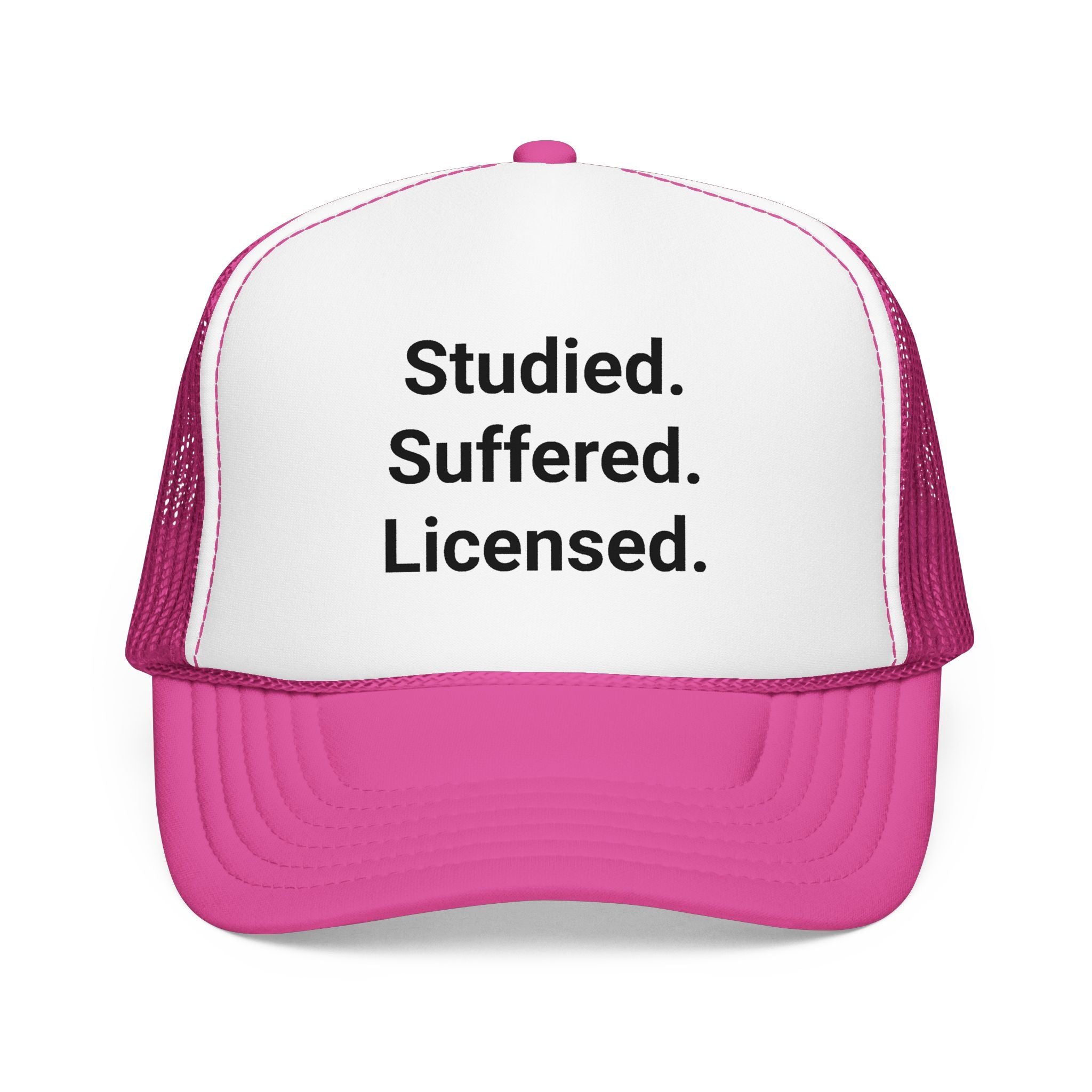 Studied. Suffered. Licensed. - Trucker Hat for Series 7 Exam