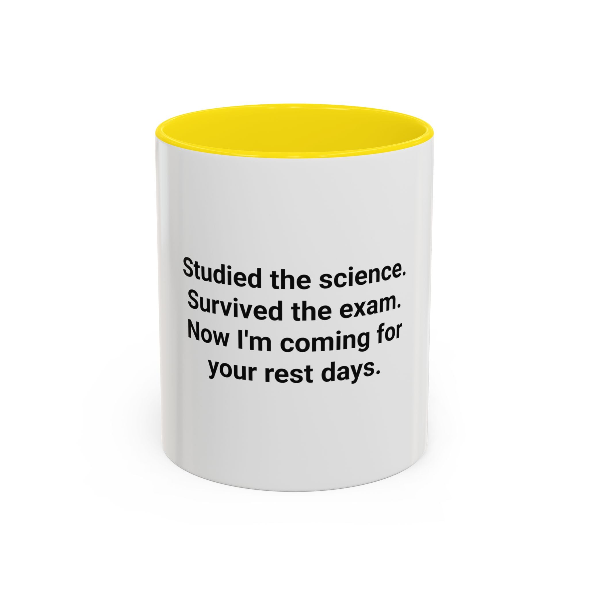 Studied the Science, Survived the Exam - Accent Mug for New Personal Trainers