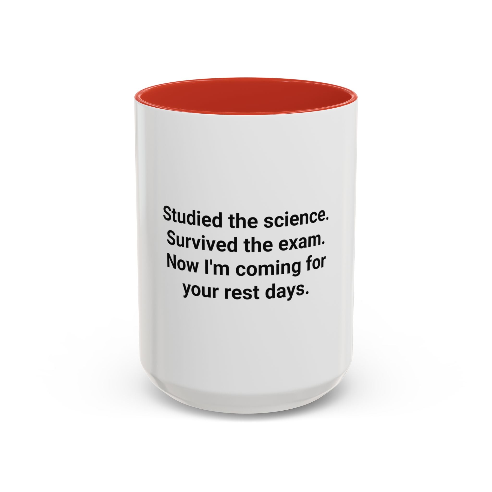Studied the Science, Survived the Exam - Accent Mug for New Personal Trainers
