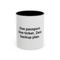 One Passport. One Ticket. Zero Backup Plan. - Mug for Solo Travelers