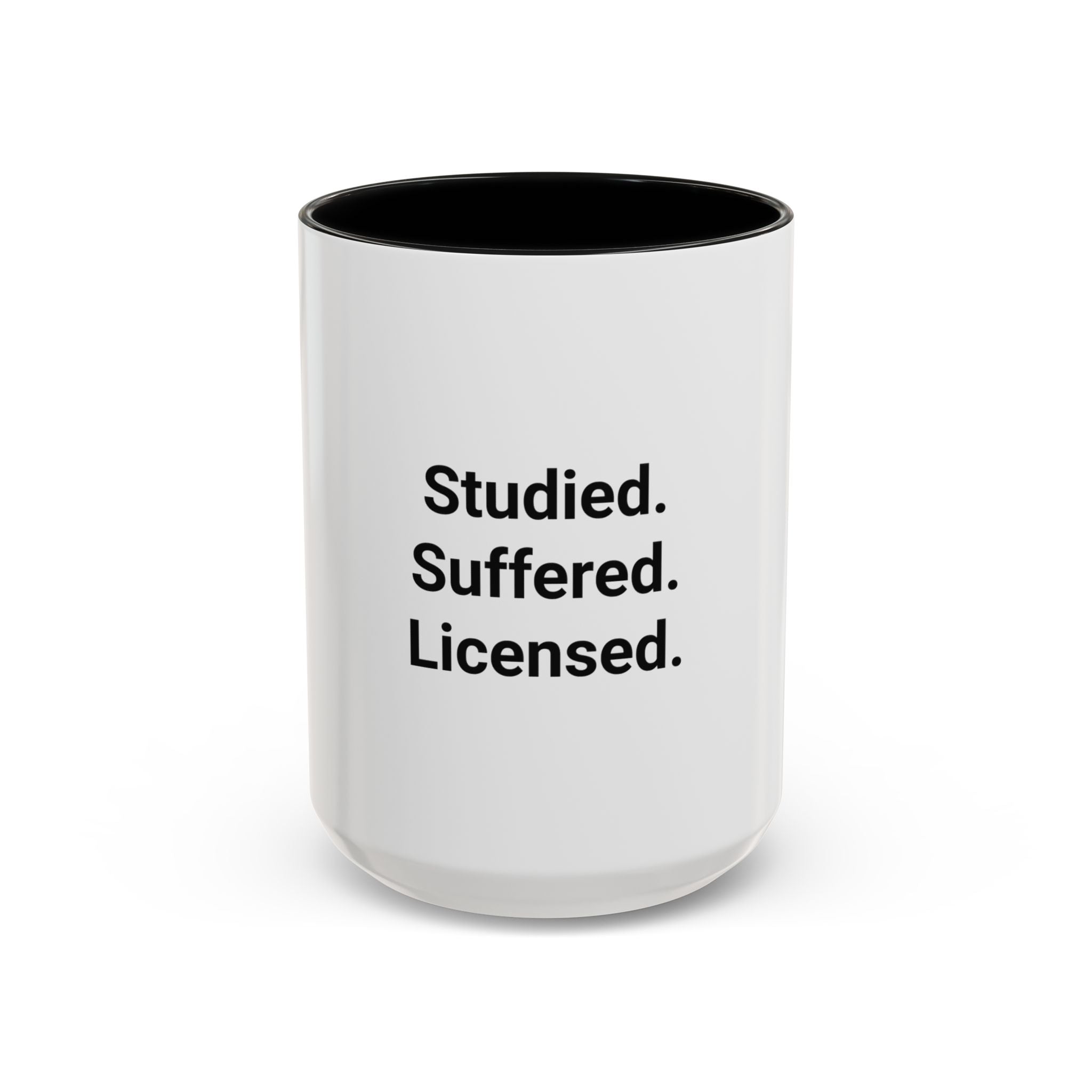 Studied. Suffered. Licensed. - Accent Mug for Series 7 Pass