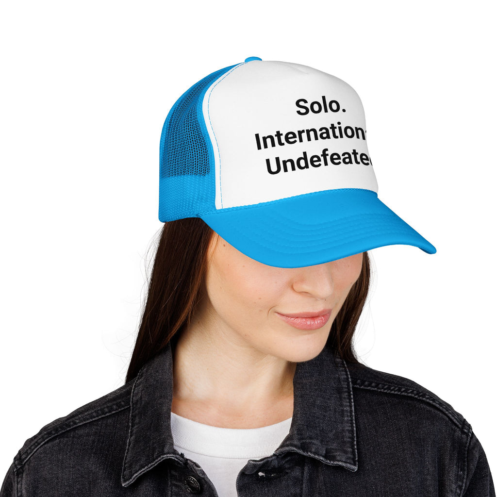 Solo. International. Undefeated. - Trucker Hat for Solo Travelers