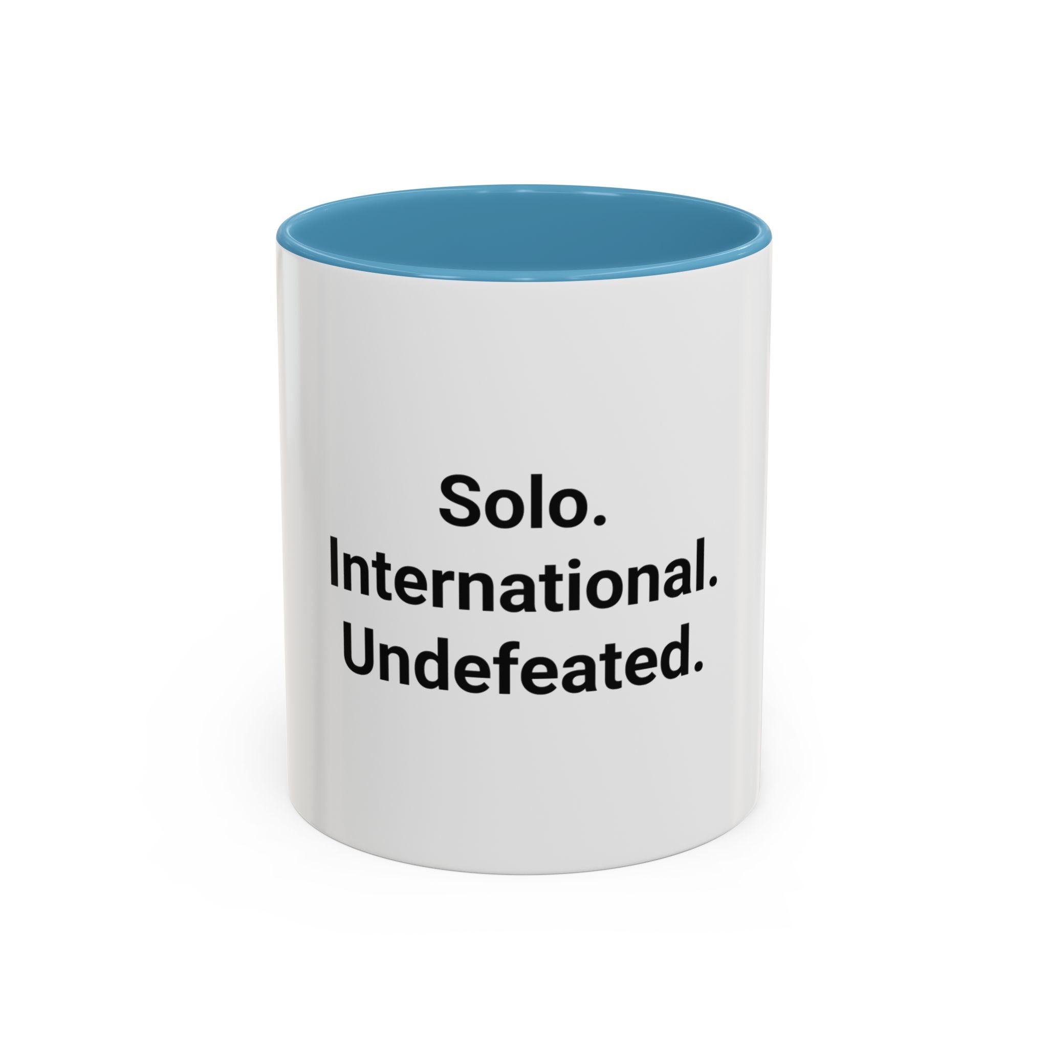 Solo. International. Undefeated. - Accent Mug for Solo Travelers
