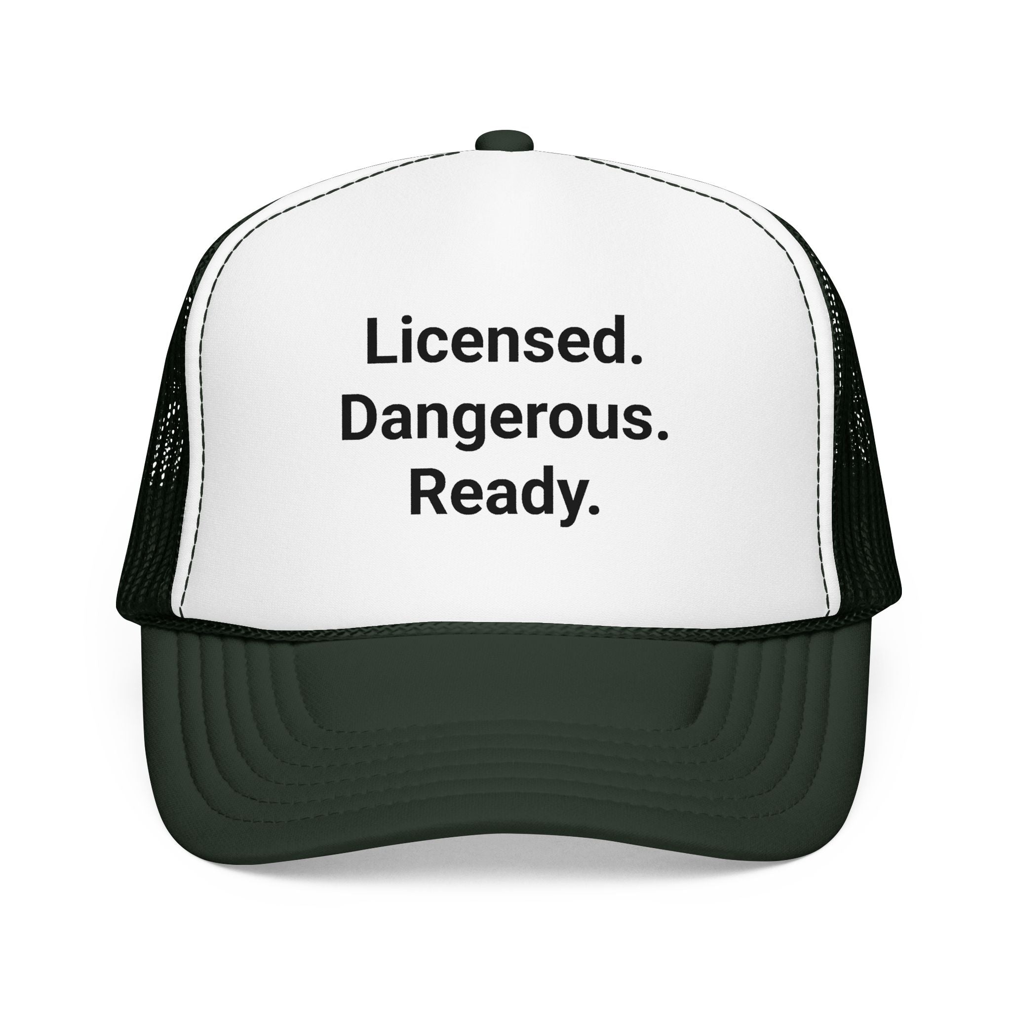 Licensed. Dangerous. Ready. - Trucker Hat for New Motorcyclists