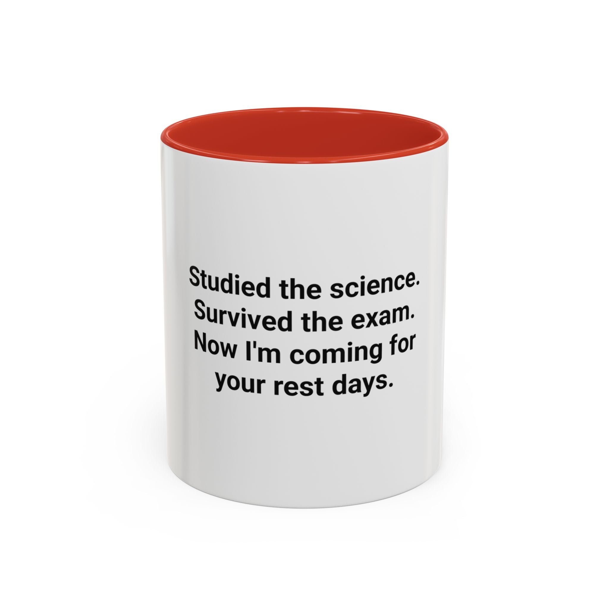 Studied the Science, Survived the Exam - Accent Mug for New Personal Trainers