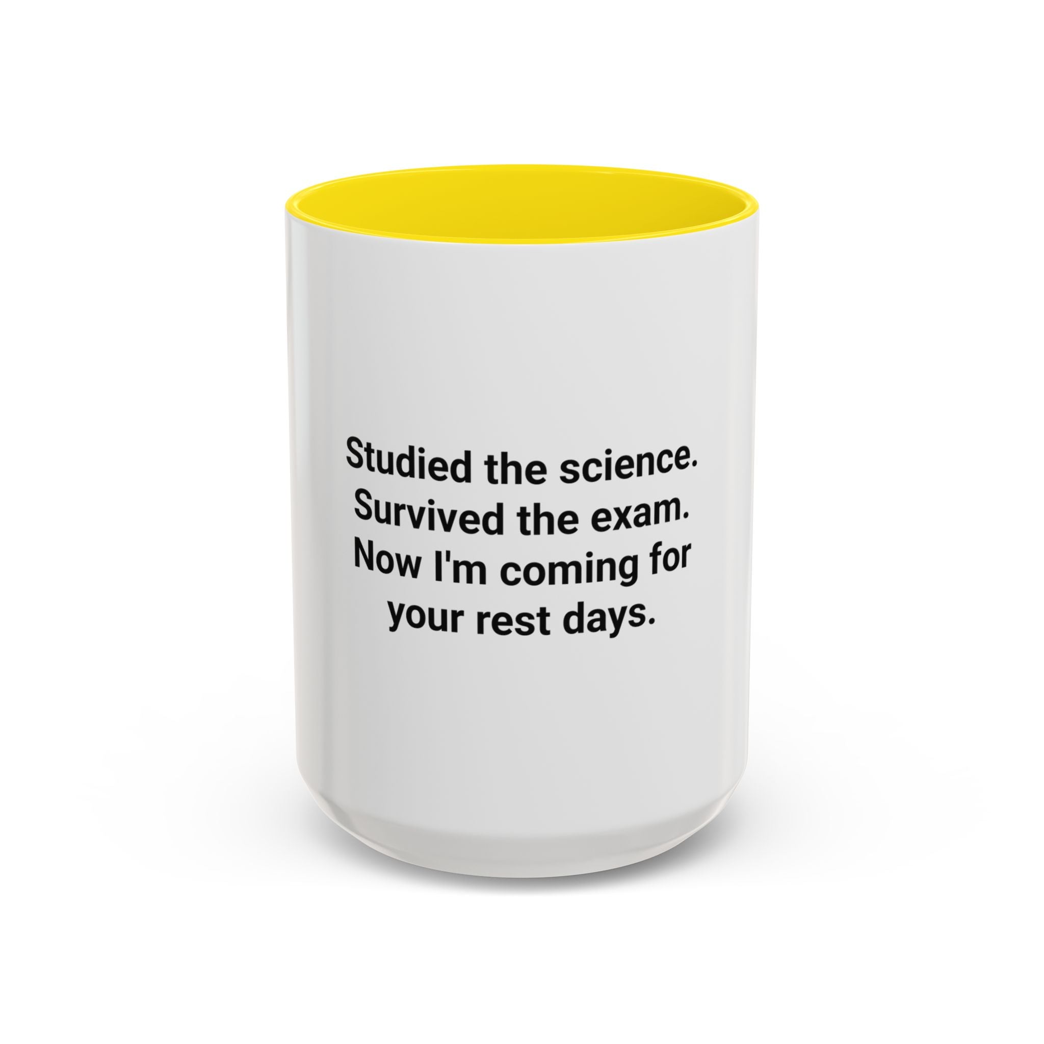 Studied the Science, Survived the Exam - Accent Mug for New Personal Trainers