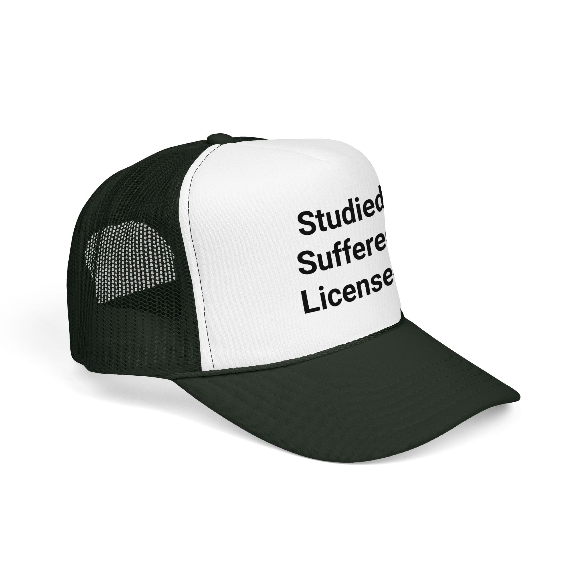 Studied. Suffered. Licensed. - Trucker Hat for Series 7 Exam
