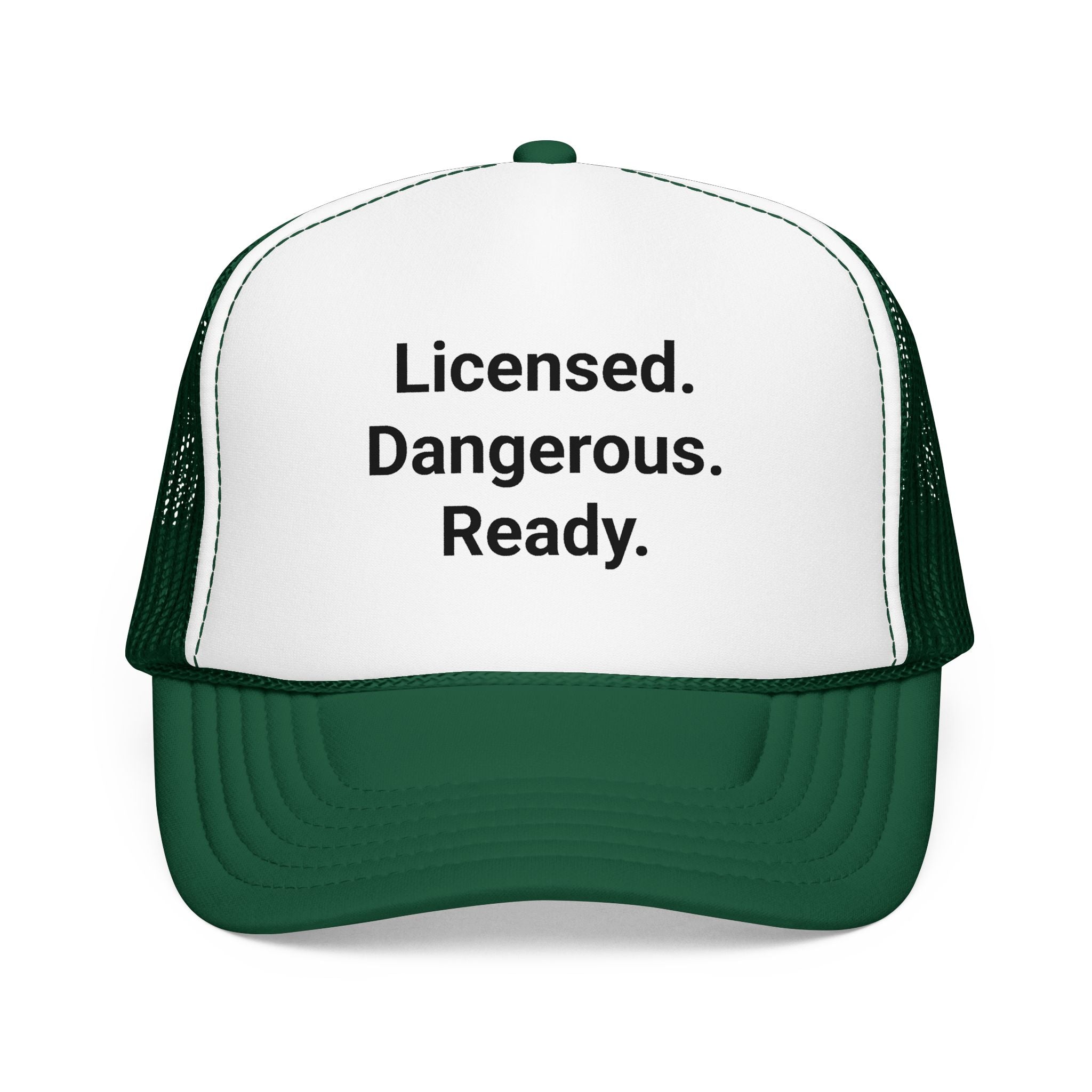 Licensed. Dangerous. Ready. - Trucker Hat for New Motorcyclists