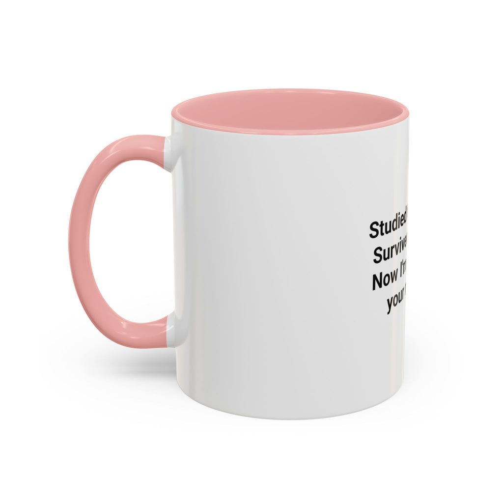 Studied the Science, Survived the Exam - Accent Mug for New Personal Trainers