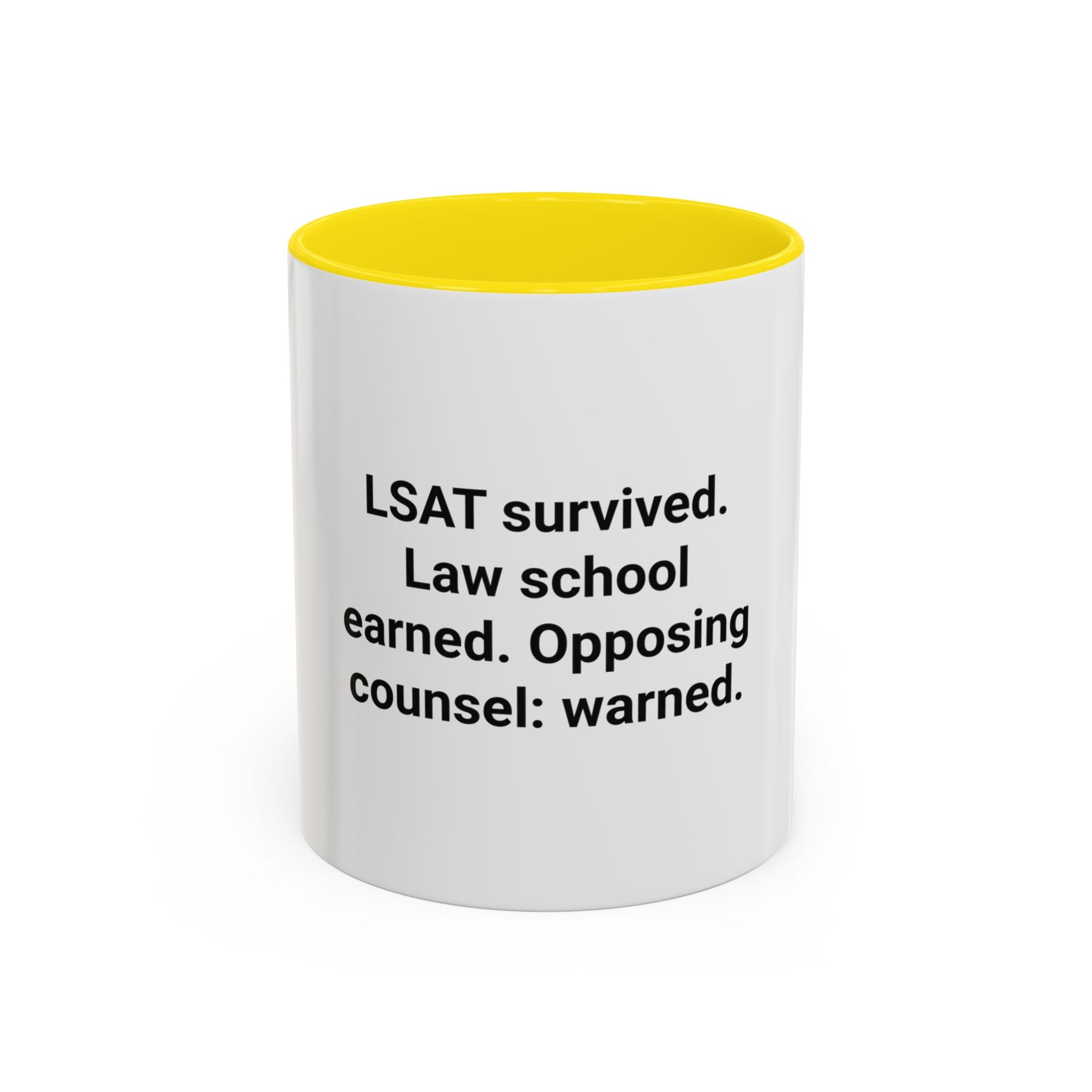 LSAT Survived Law School Earned - Accent Mug for New Law Students