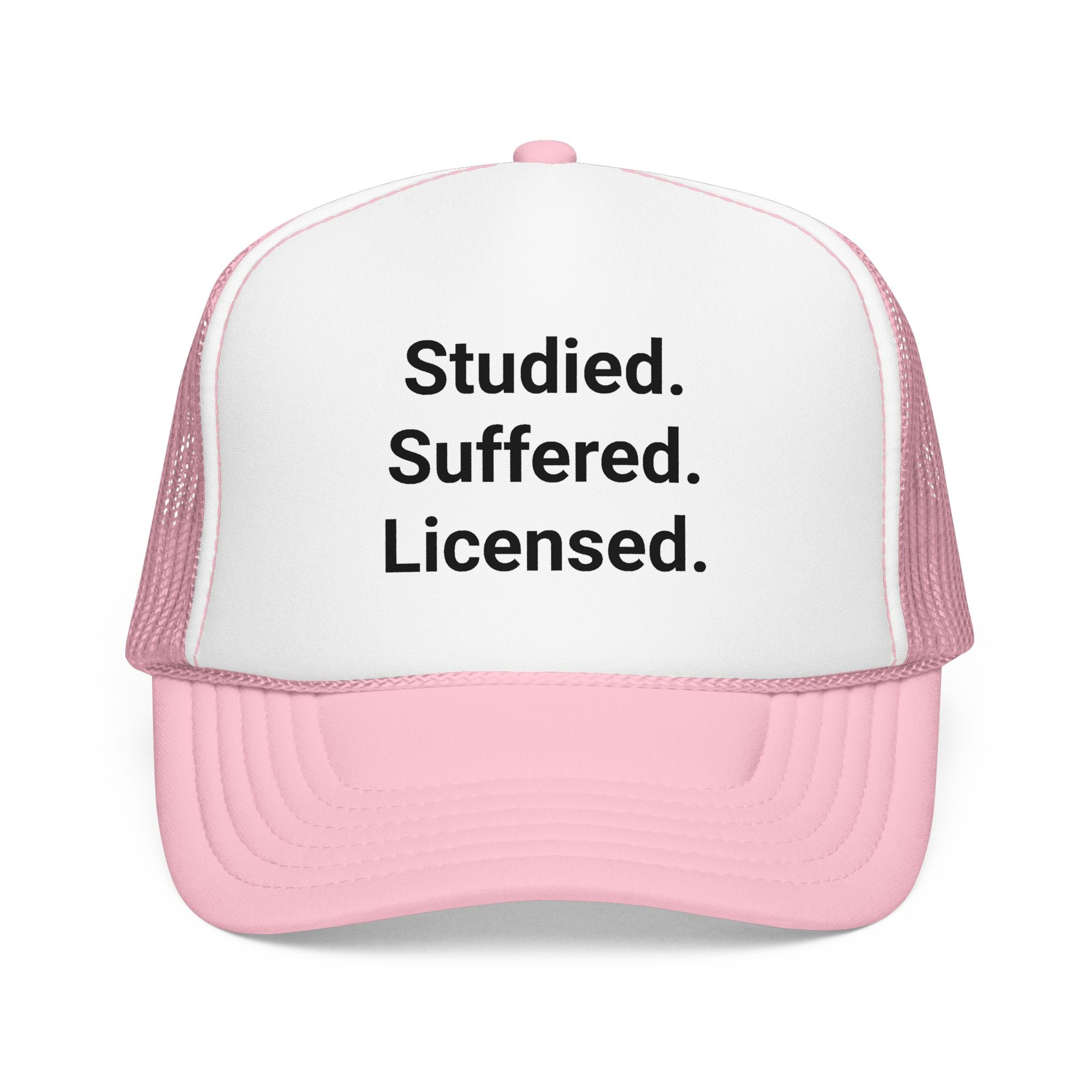 Studied. Suffered. Licensed. - Trucker Hat for Series 7 Exam