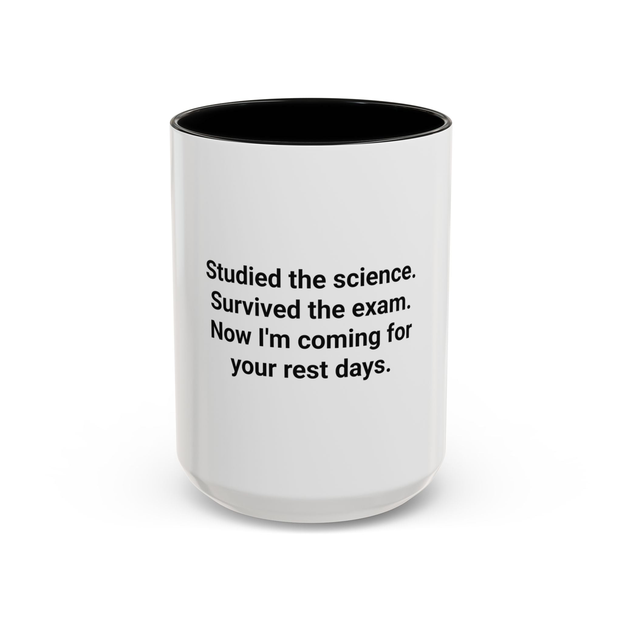 Studied the Science, Survived the Exam - Accent Mug for New Personal Trainers