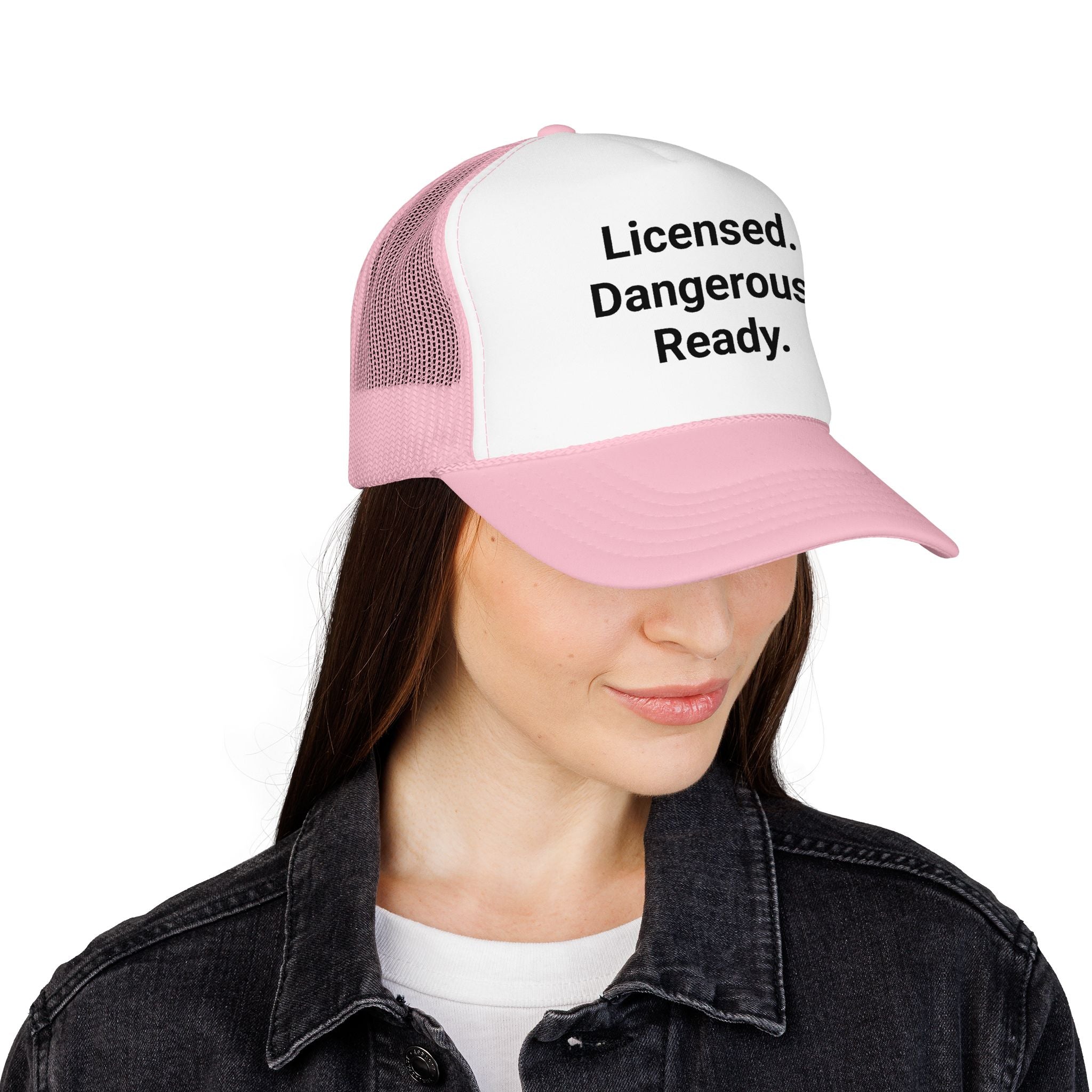 Licensed. Dangerous. Ready. - Trucker Hat for New Motorcyclists