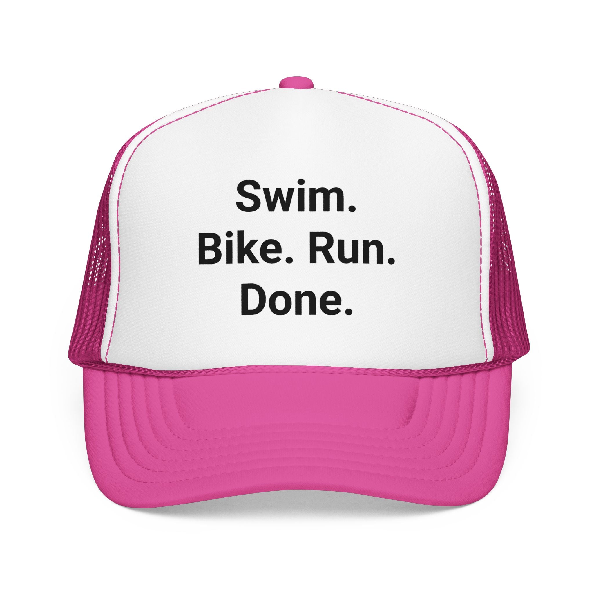 Swim. Bike. Run. Done. - Trucker Hat for First Triathlon