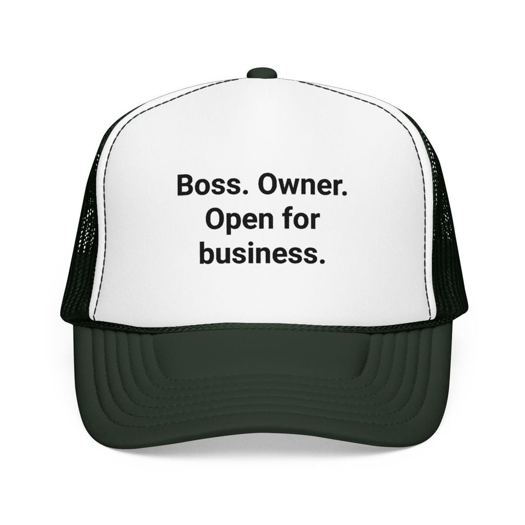 Boss. Owner. Open for Business. - Trucker Hat for New Business Owners