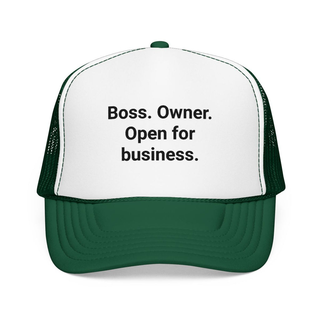 Boss. Owner. Open for Business. - Trucker Hat for New Business Owners