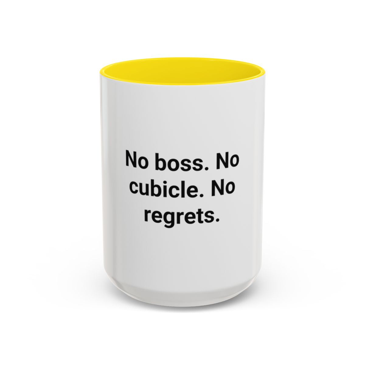 No Boss. No Cubicle. No Regrets. - Accent Mug for Freelancers