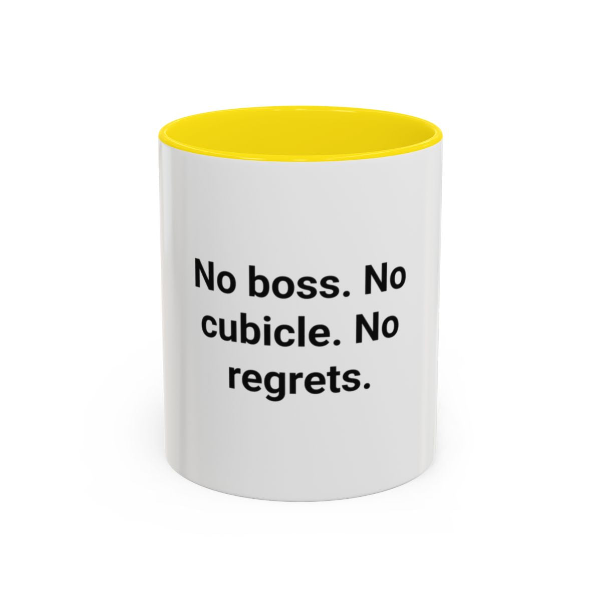 No Boss. No Cubicle. No Regrets. - Accent Mug for Freelancers