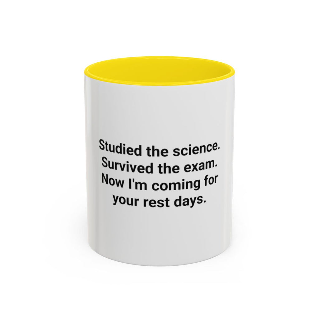 Studied the Science, Survived the Exam - Accent Mug for New Personal Trainers