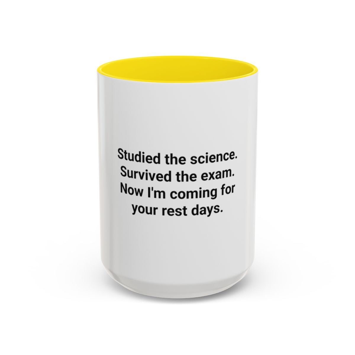 Studied the Science, Survived the Exam - Accent Mug for New Personal Trainers