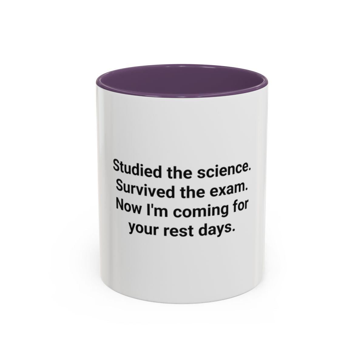 Studied the Science, Survived the Exam - Accent Mug for New Personal Trainers